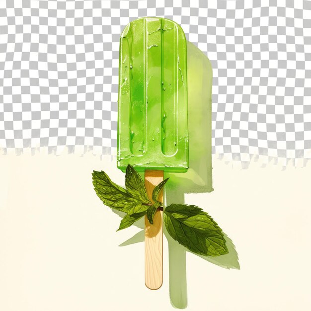 PSD une crème glacée verte avec une feuille verte dessus