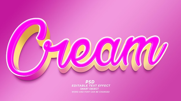 Creme PSD 3d bearbeitbare Texteffekt-Photoshop-Vorlage