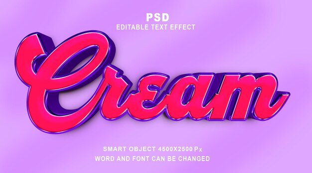 Cremefarbene 3D-PSD-Texteffekt-Photoshop-Vorlage