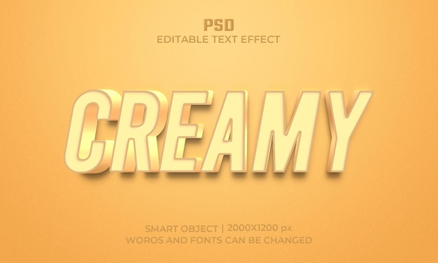 PSD cremiger 3d-photoshop-bearbeitbarer texteffekt mit hintergrund
