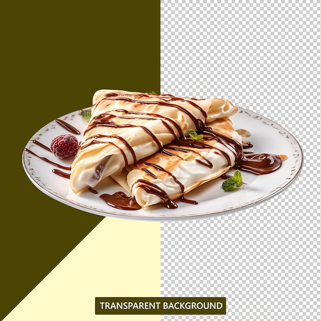 PSD la crêpe est servie sucrée avec un fond transparent.