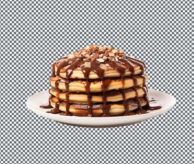 Des crêpes délicieuses farcies de Nutella isolées sur un fond transparent