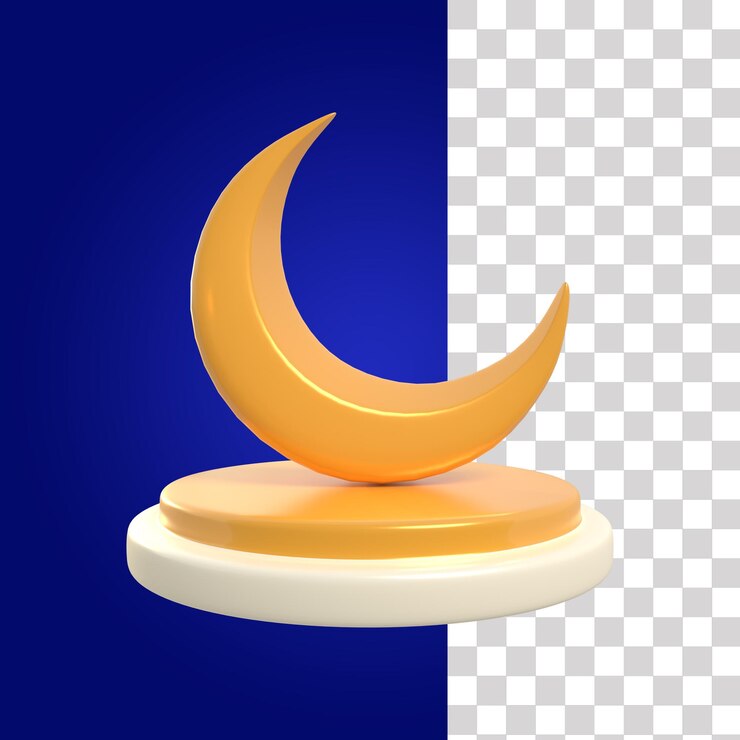PSD crescent moon podium 3d illustration