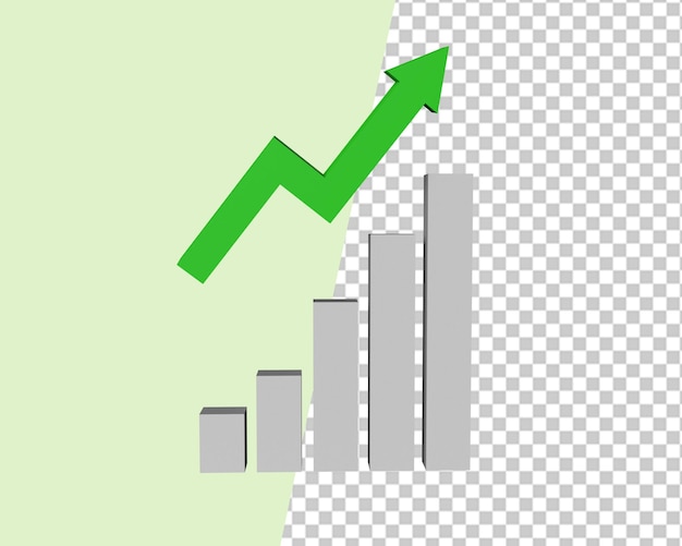 PSD crescimento do negócio na seta verde 3d