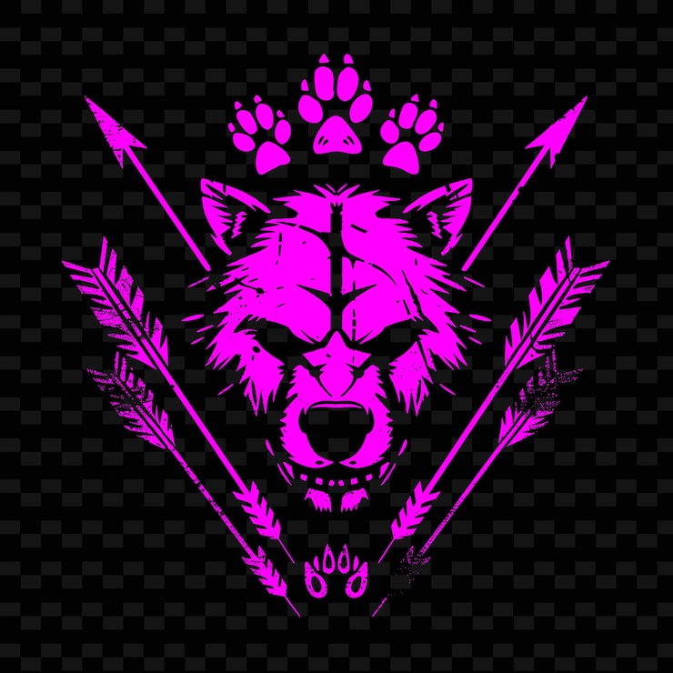 PSD crest da liga primal huntsman com setas e impressões de patas para projetos vetoriais tribais criativos