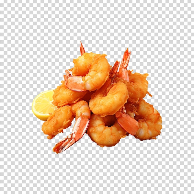 PSD crevettes frites isolées sur fond transparent