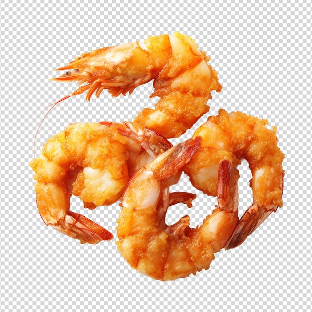 PSD crevettes frites isolées sur un fond transparent