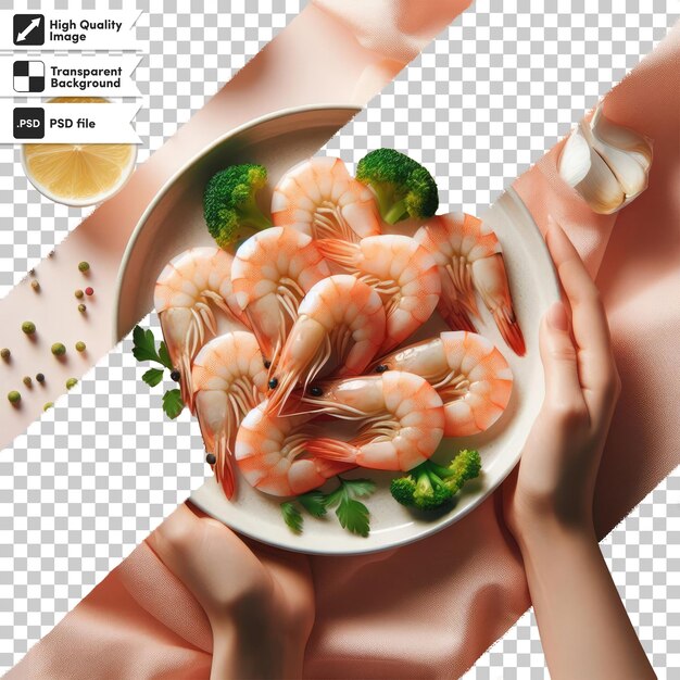 Crevettes Psd Sur Une Assiette Sur Fond Transparent