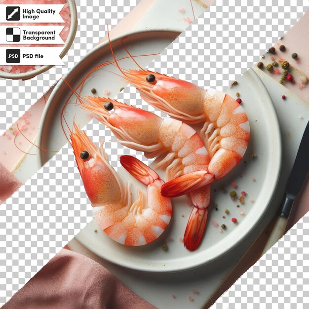 PSD crevettes psd sur une assiette sur fond transparent