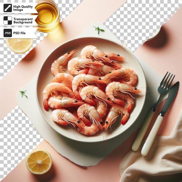 Crevettes Psd Sur Une Assiette Sur Fond Transparent