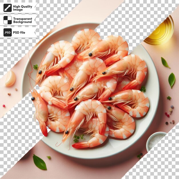 Crevettes Psd Sur Une Assiette Sur Fond Transparent