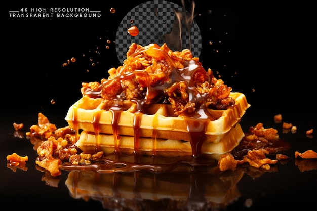 Criações de waffles delícia culinária pilha de waffles prato de waffles belga fundo transparente