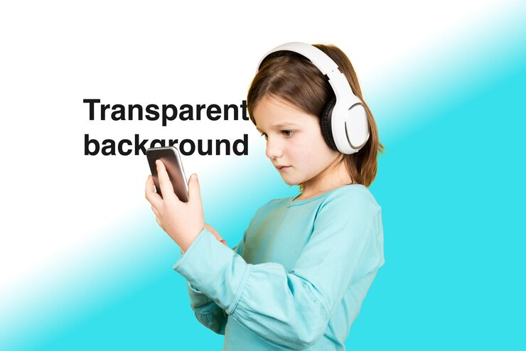 PSD criança a usar uma aplicação de música no telemóvel