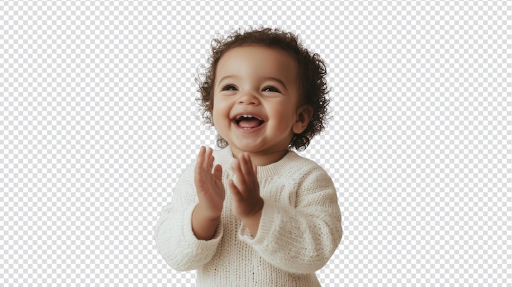 PSD criança alegre batendo palmas uma imagem deliciosa capturando o riso inocente perfeito para crianças39s blogs e memórias familiares
