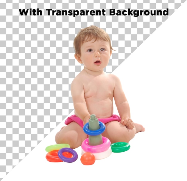 Criança brincando com brinquedos PNG PSD Isolado em fundo transparente