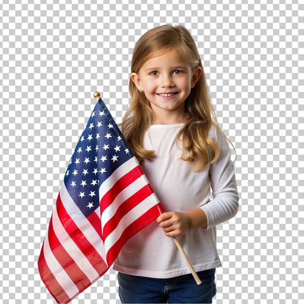 PSD criança de feriado patriótico com bandeira americana