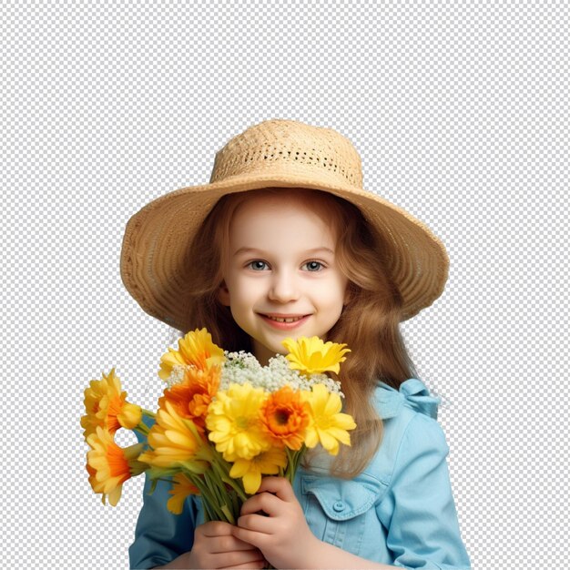 PSD criança feliz e flor