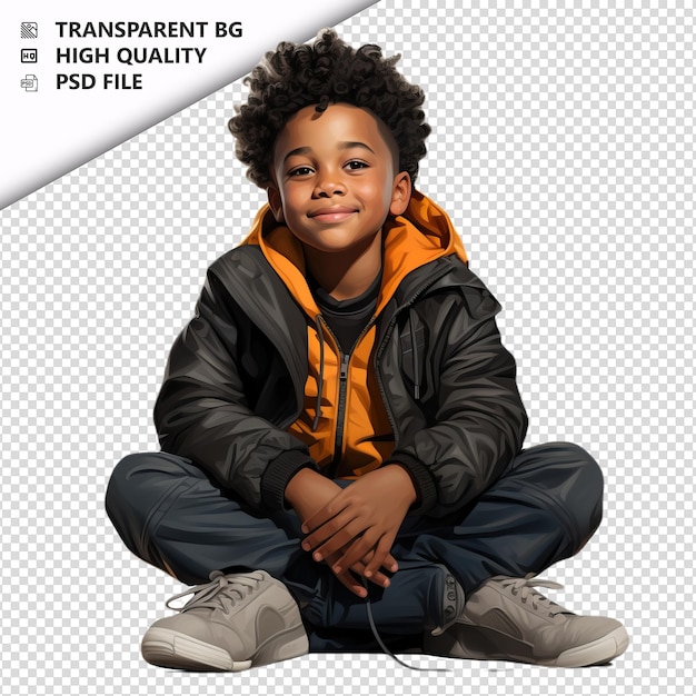 Criança negra a conversar em estilo ultra-realista com fundo branco