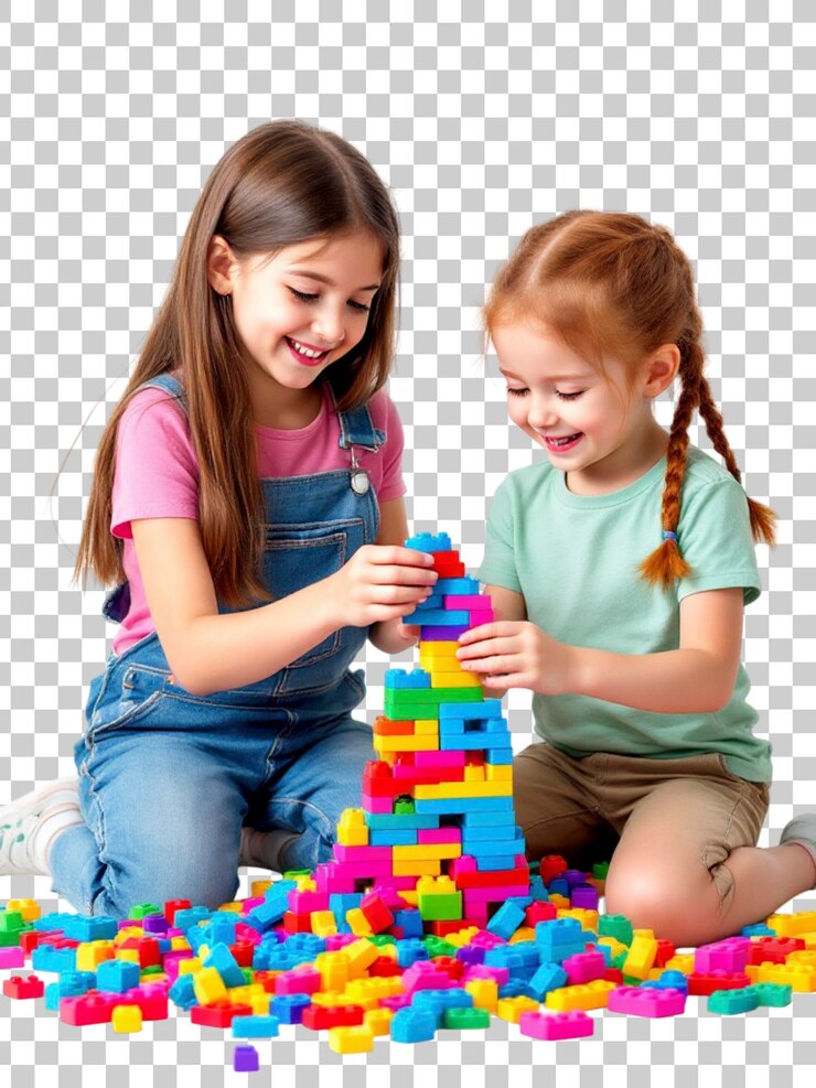 PSD crianças brincando com blocos coloridos