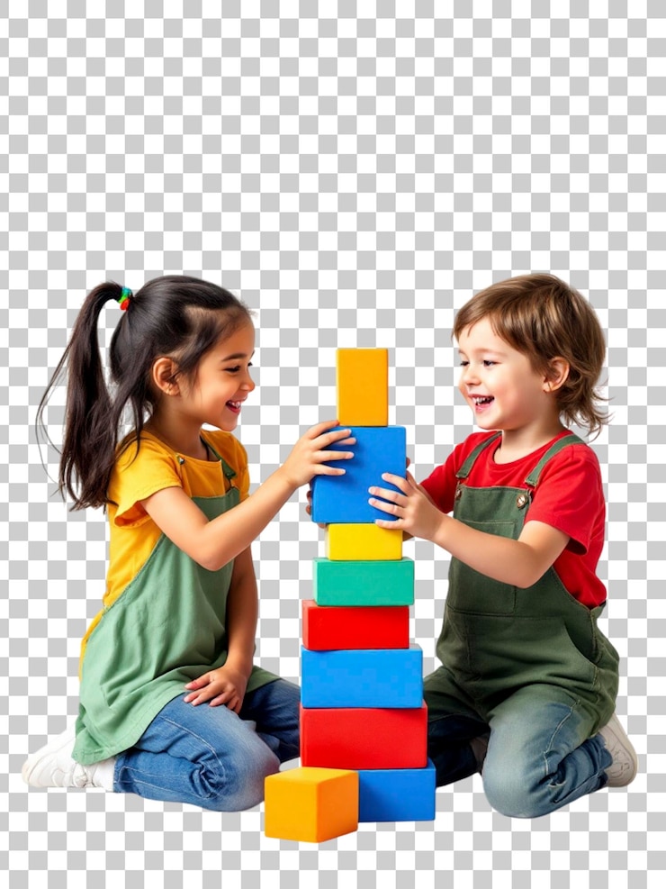 PSD crianças brincando com blocos coloridos