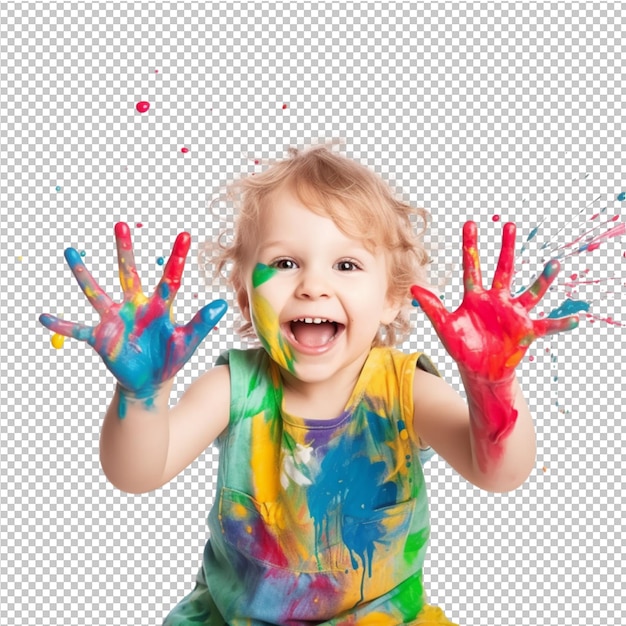 crianças felizes com salpicos de pintura à mão
