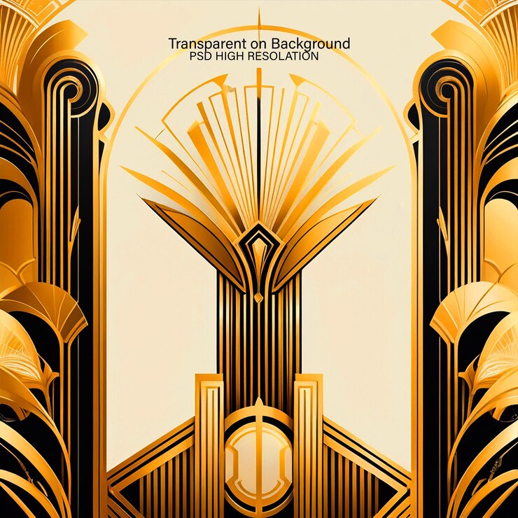 PSD criando um art deco inspirado na elegança em fundo preto