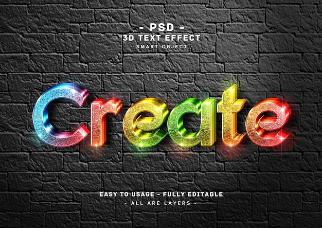 Criar estilo de cores de efeito de texto com brilho 3d