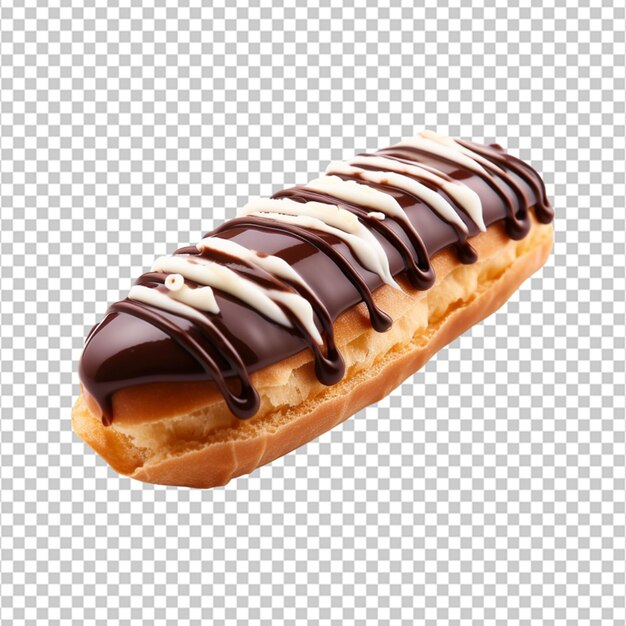 PSD criar um eclair de chocolate fresco macro de alta qualidade isolado em fundo branco