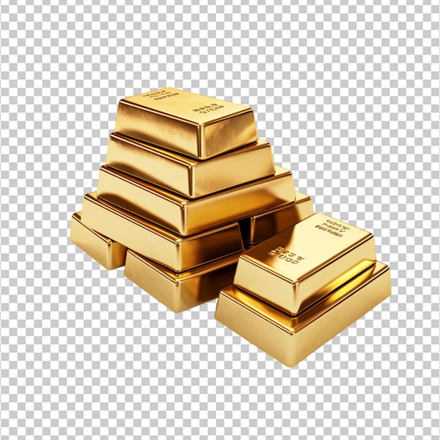 PSD criar uma macro de alta qualidade uma pilha de barras de ouro brilhantes vista superior em fundo branco