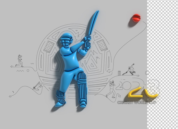 Cricket 3D Lettering Elemento Psd Transparente Tipográfico