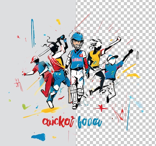 Cricket fever freehand grunge design gráfico ilustração transparente