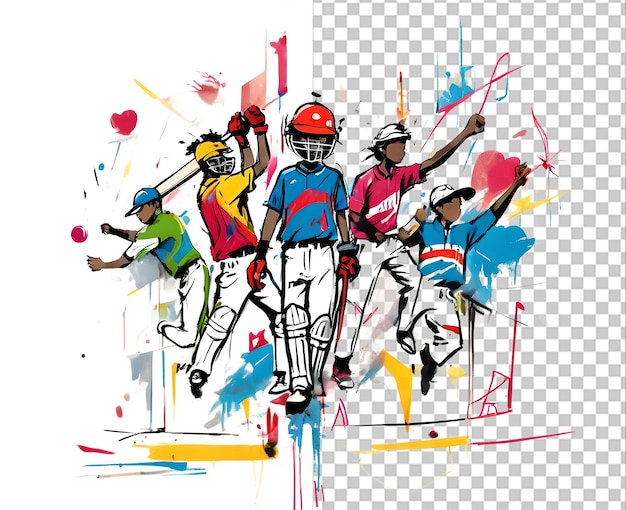 Cricket-fieber freihand-grunge-graphik-design durchsichtige illustration