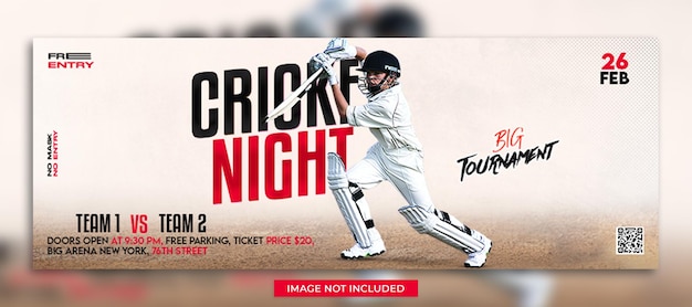 Cricket-Spiel Facebook-Cover-Vorlage