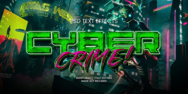 PSD ¡crimen cibernético! efecto de texto