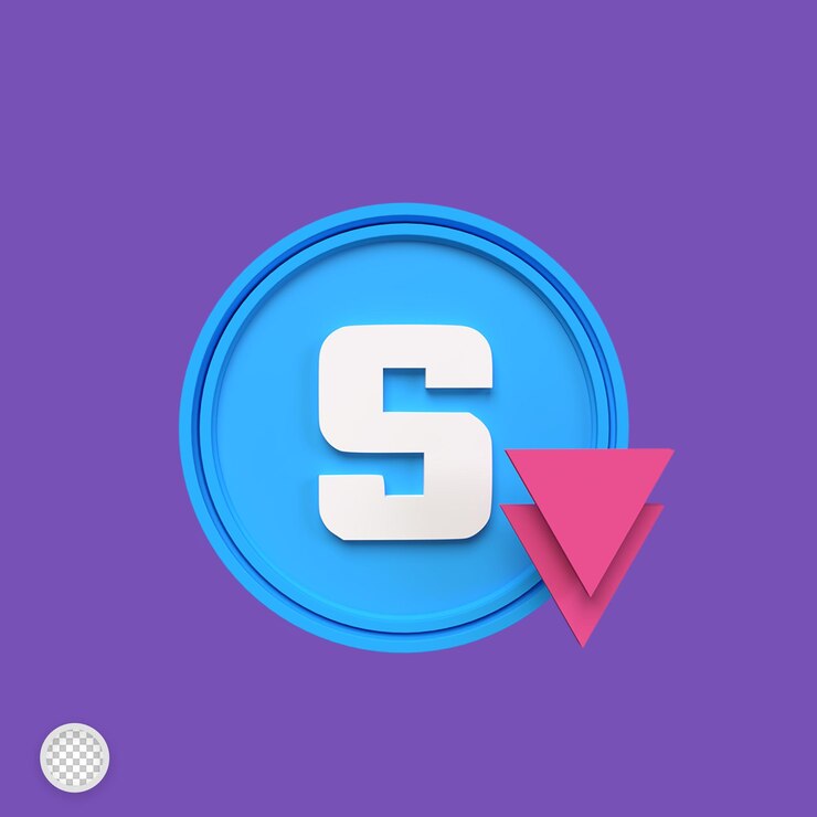 PSD criptomoneda de arena bajando la ilustración de render 3d