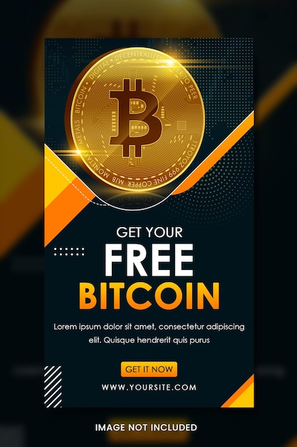 PSD criptomoneda bitcoin banner de redes sociales