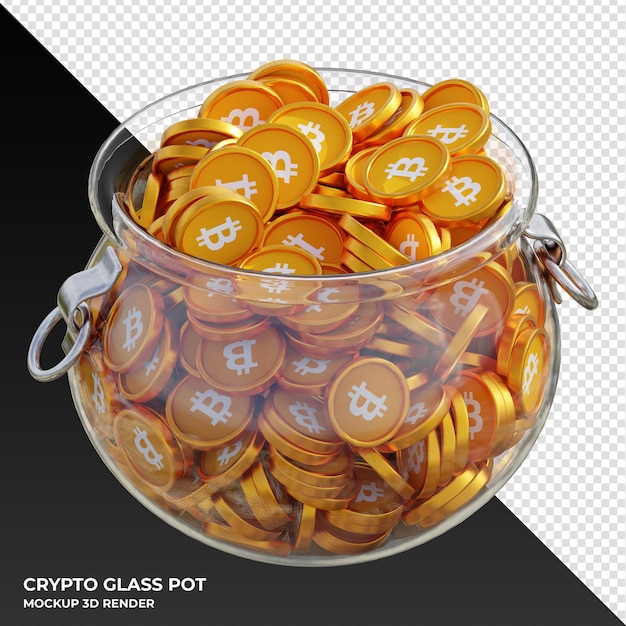 Criptomoneda Bitcoin BTC Bote de vidrio transparente