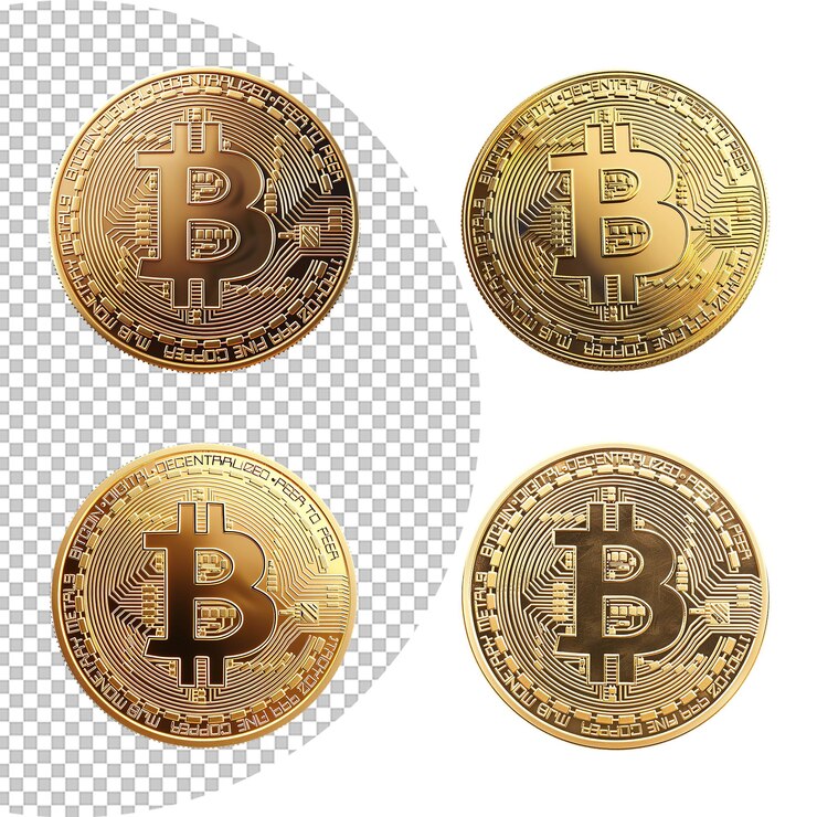 PSD la criptomoneda bitcoin se establece en un fondo transparente