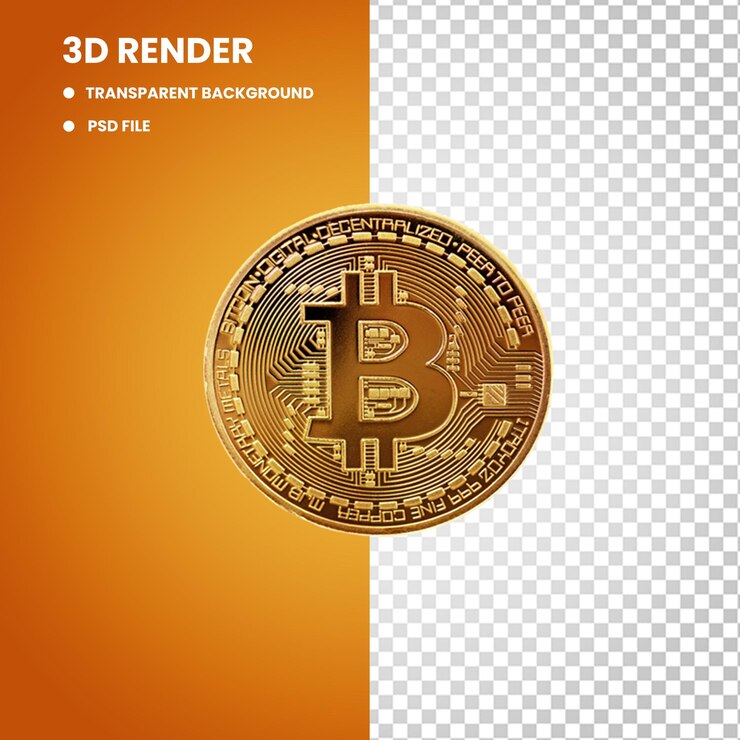 PSD criptomoneda bitcoin fondo de moneda de oro bitcoins cayendo ilustración 3d png bitcoin crypto