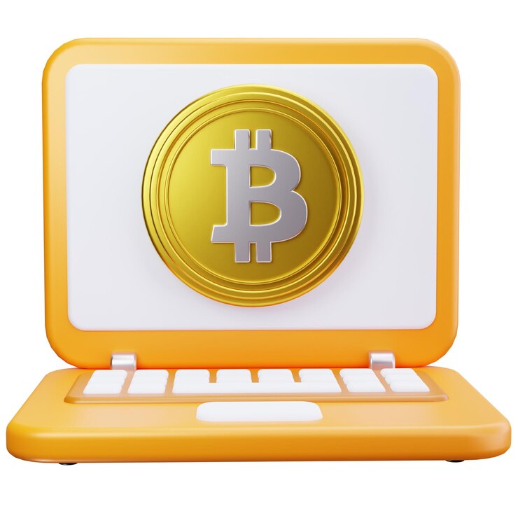 PSD la criptomoneda bitcoin en la pantalla de la computadora portátil