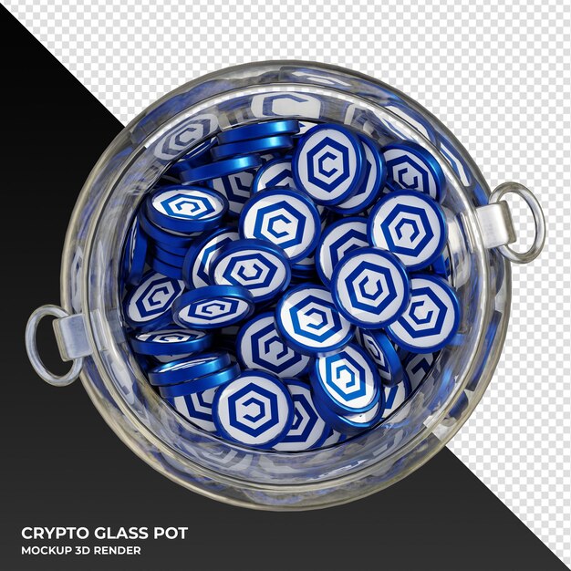 Criptomoneda Cronos CRO Vista superior Bote de vidrio transparente