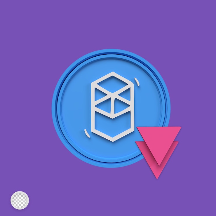 PSD criptomoneda fantom bajando la ilustración de render 3d
