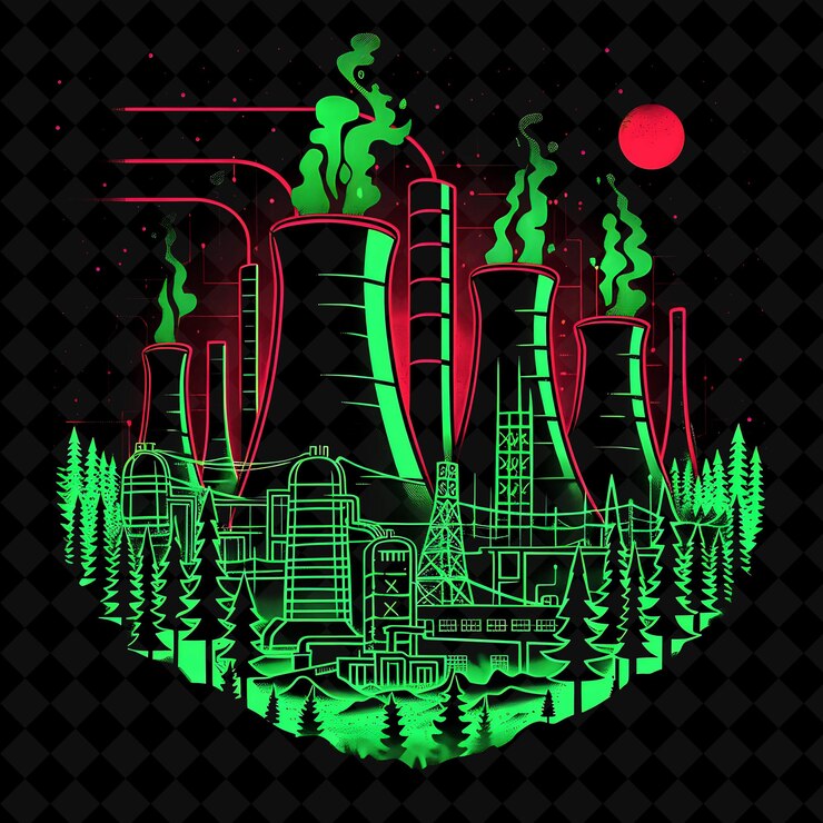 PSD crise de energia de neon floresta brilhante dentro de uma silhueta clube la png paisagem artística de neon