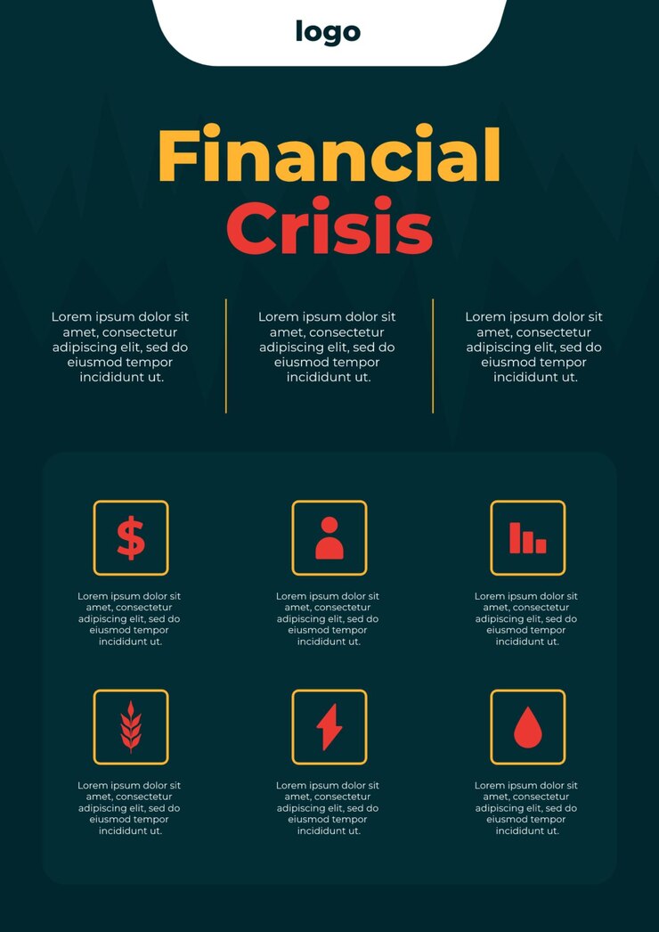 PSD crisis económica mundial con plantilla de póster de datos infográficos