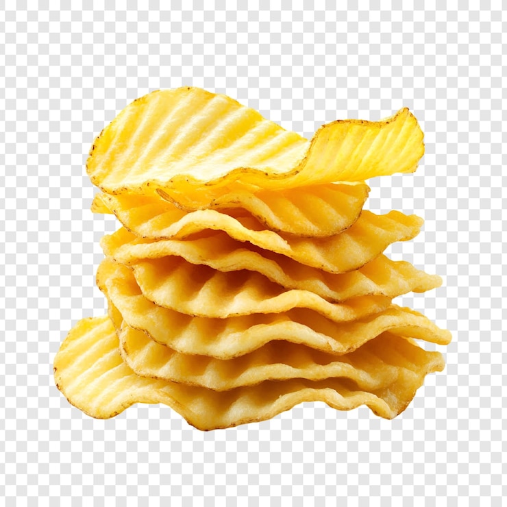 PSD crispy chips de patata dorados de primer plano fotografía de comida