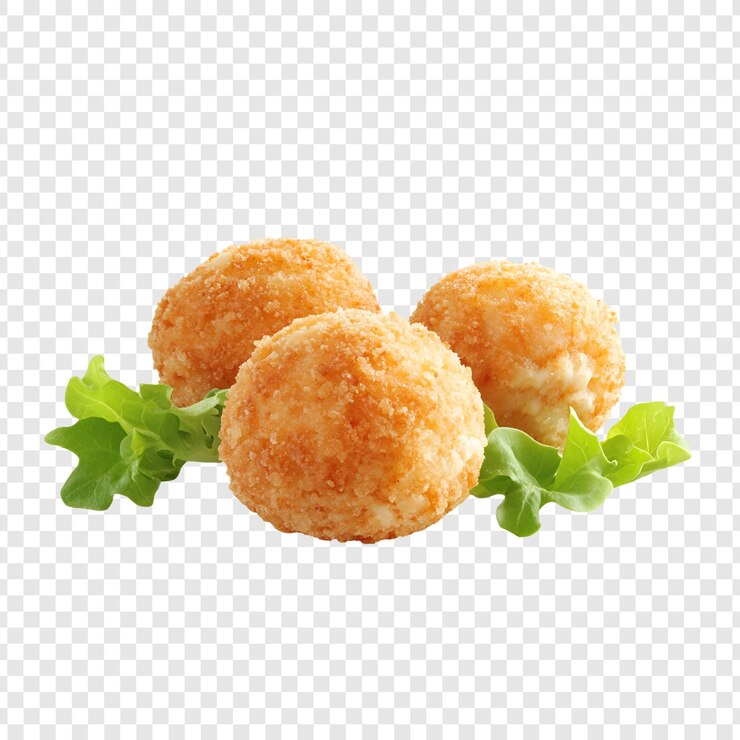 PSD crispy fried arancini balls breaded golden delicious alimentos italianos isolados em transparente