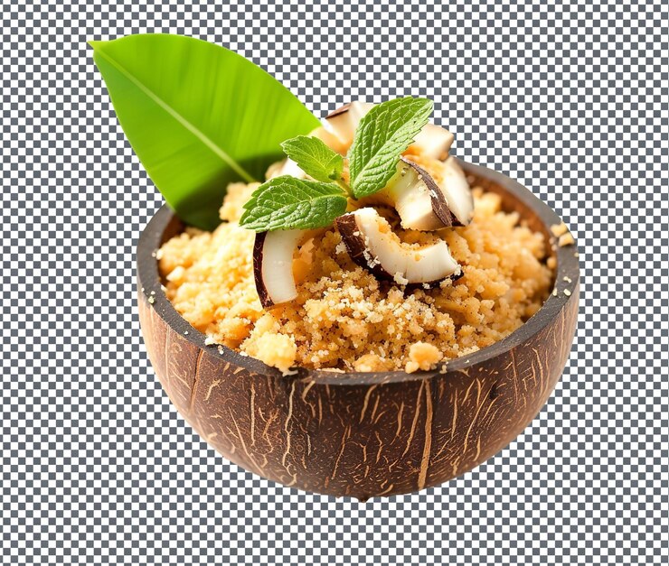 PSD crispy kombissiri cocos couscous aislado sobre un fondo transparente