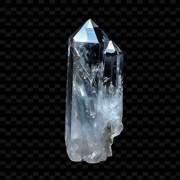 Cristal de cuarzo Png con prismas hexagonales de color claro y objeto de gradiente Tran en fondo oscuro