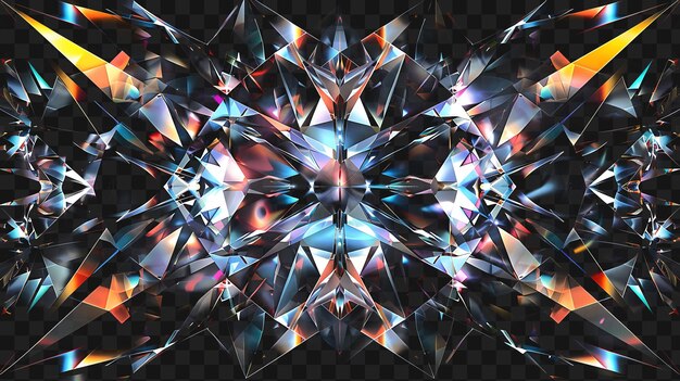 PSD cristales de diamantes radiantes envueltos en una textura de prisma espejado contorno collaje arte marco de vidrio