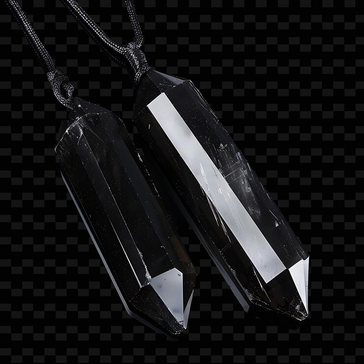 PSD cristales de ónix negro con 3 colgante de ónix negra con colección de cristales aislados de png